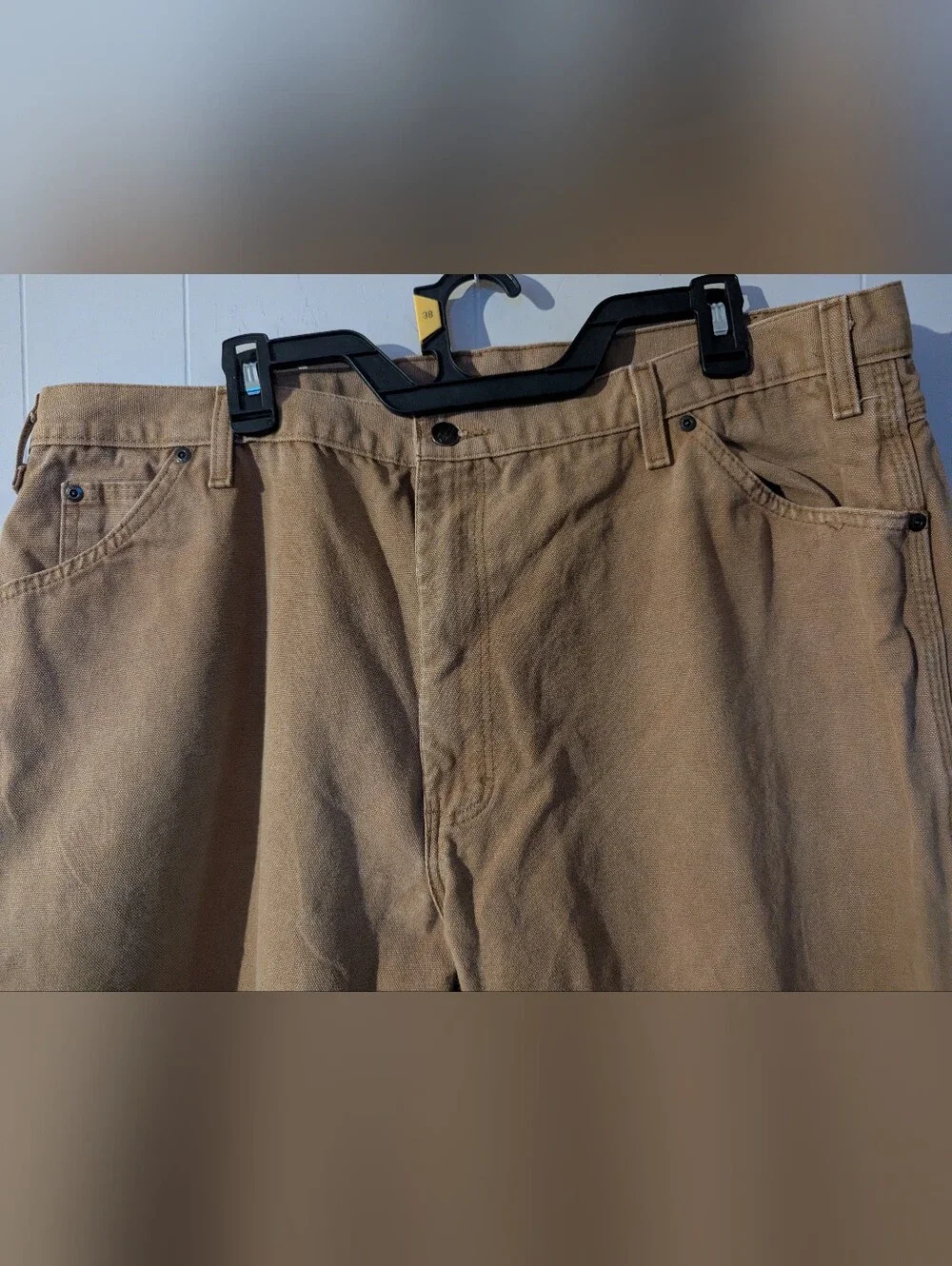Vintage Mens Dickies Carpenter Pants Tan Heavy Duty Canvas Work Size 42x32